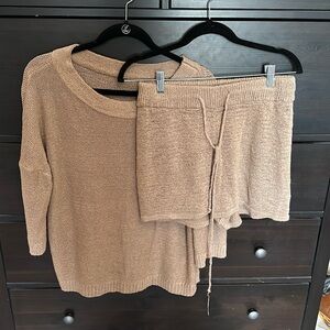 Cozy Knit Lounge Set in Tan